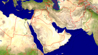 Naher Osten Satellit + Grenzen 1920x1080